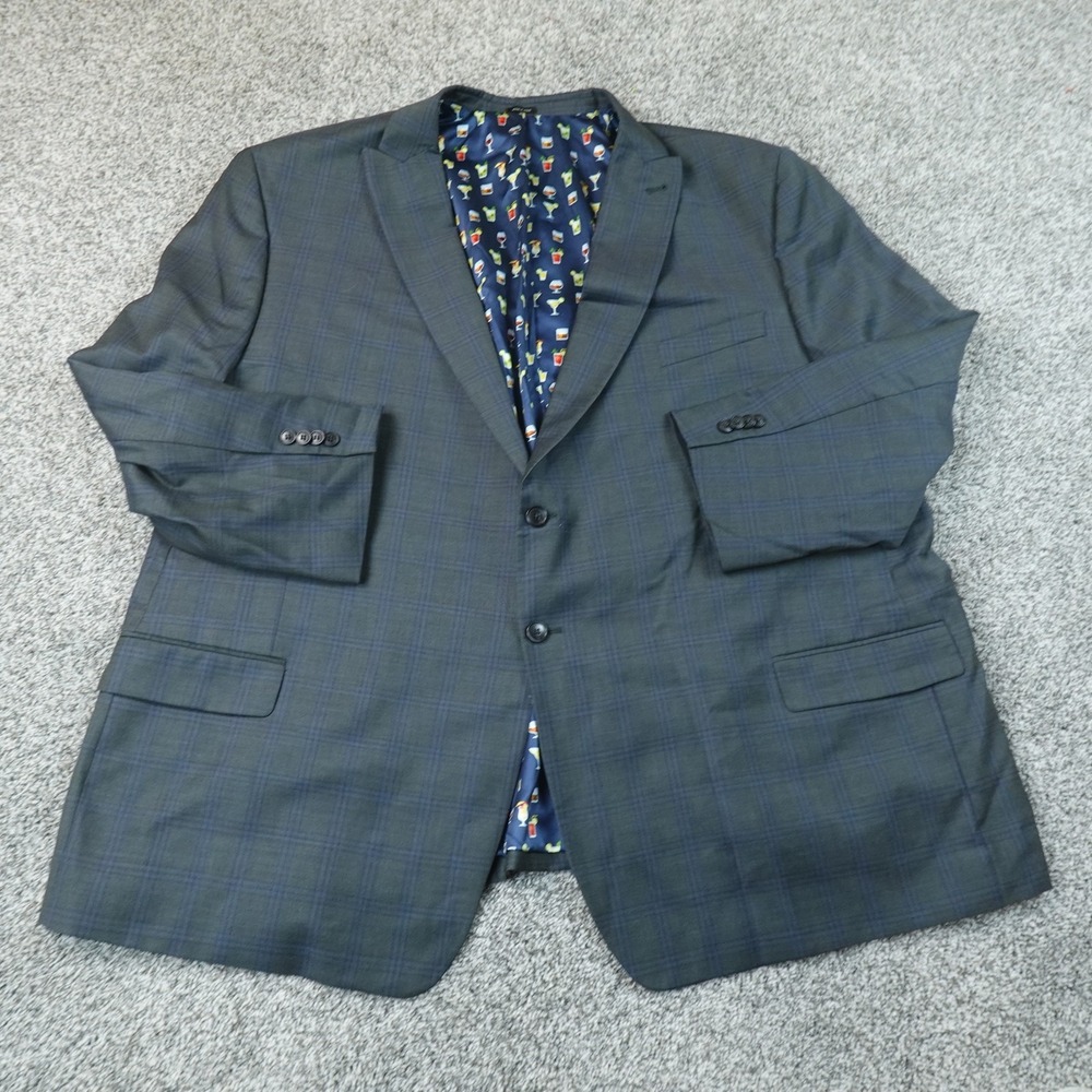Joseph Abboud Blazer Mens 56 Gray Plaid Wool Cocktail Lining Sport Coat Jacket